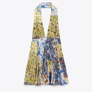 Colorful Floral Halter Dress